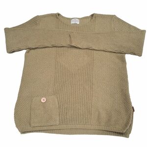 Tivoli cottage core Baggy Green Womens Cable Knit Sweater Pocket Granola Girl L